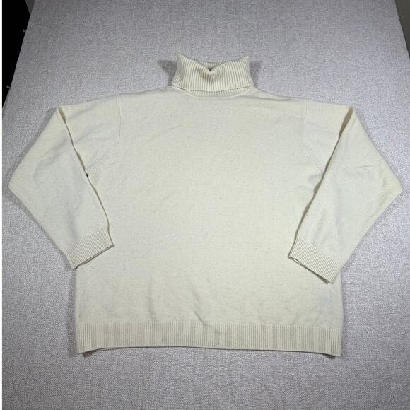 Woolovers Men XL Cream Turtleneck Long Sleeve Pullover Wool Knit Winter Sweater - Picture 1 of 7